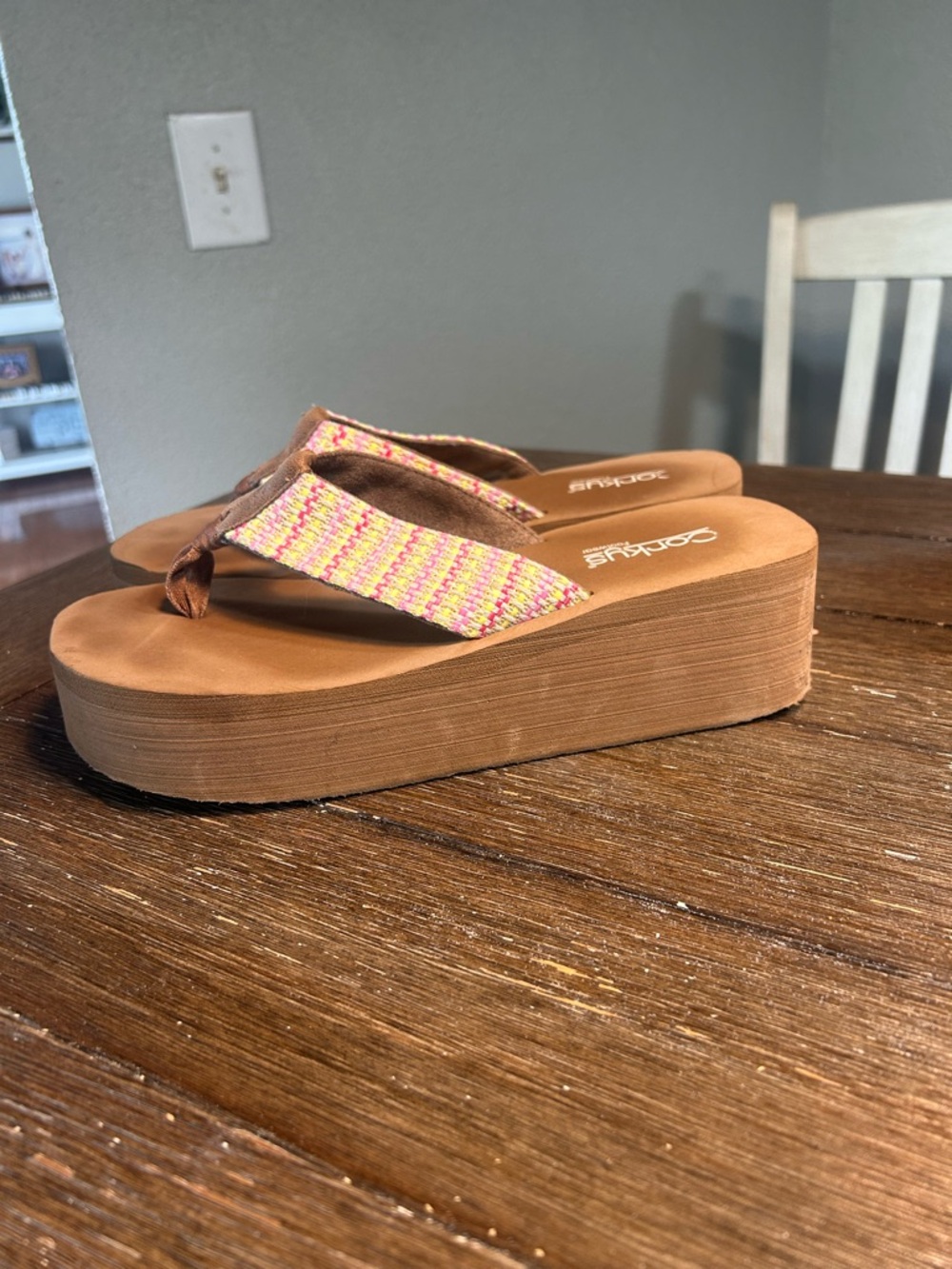 Corkys Pink Multi Take a dip platform sandals size 10 - Picture 5 of 9